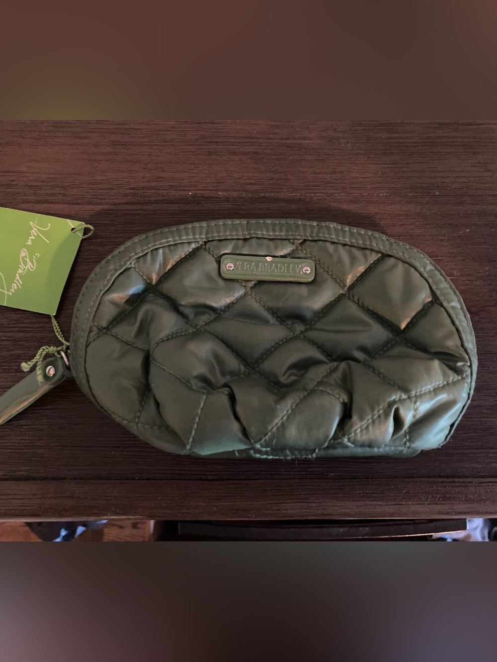 Vera Bradley Olive Green Quilted makeup bag
